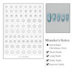 Snowflake Stencils - Winter Christmas Tree Patterns Self-adhesive Reusable Gel Airbrush Nail Guides Decals Templates Stickers Supplies Vinyl for beginners easy DIY Manicure
