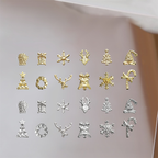 Christmas Charm - 10pcs Metallic Alloy Tree Box Mittens Nail 3D Art Accessories Easy-to-Apply for Beginner Professional Creative Eye-Catching Manicures