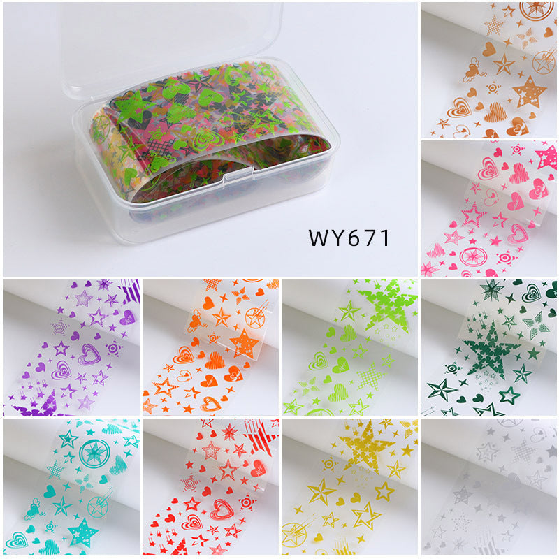 Stellar Foil Transfer - 10 Rolls/1 Box Star Zodiacal Starlit Nail Art Decals for DIY Decorations Supplies Design
