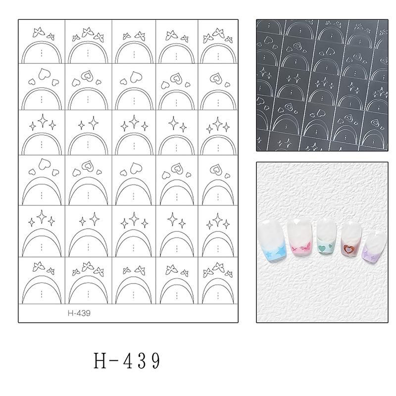 Decorative French Tip Guide Stickers - Cute Style Patterns Self-adhesive Reusable Gel Airbrush Nail Stencils Decals Templates Supplies Vinyl for beginners easy DIY Manicure