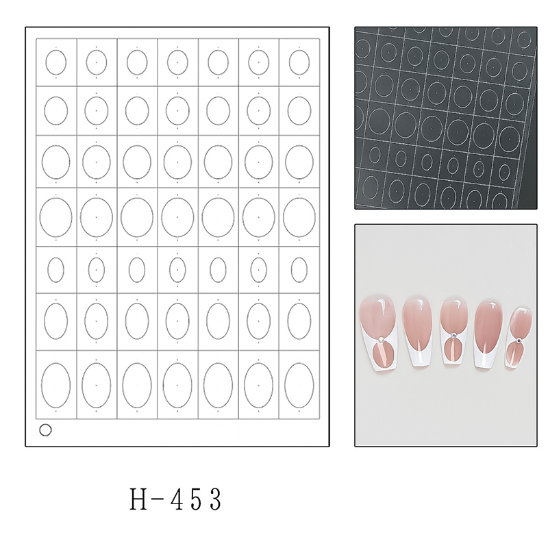 Gem Guide Stickers - Classic Style Patterns Self-adhesive Reusable Gel Airbrush Nail Stencils Decals Templates Supplies Vinyl for beginners easy DIY Manicure