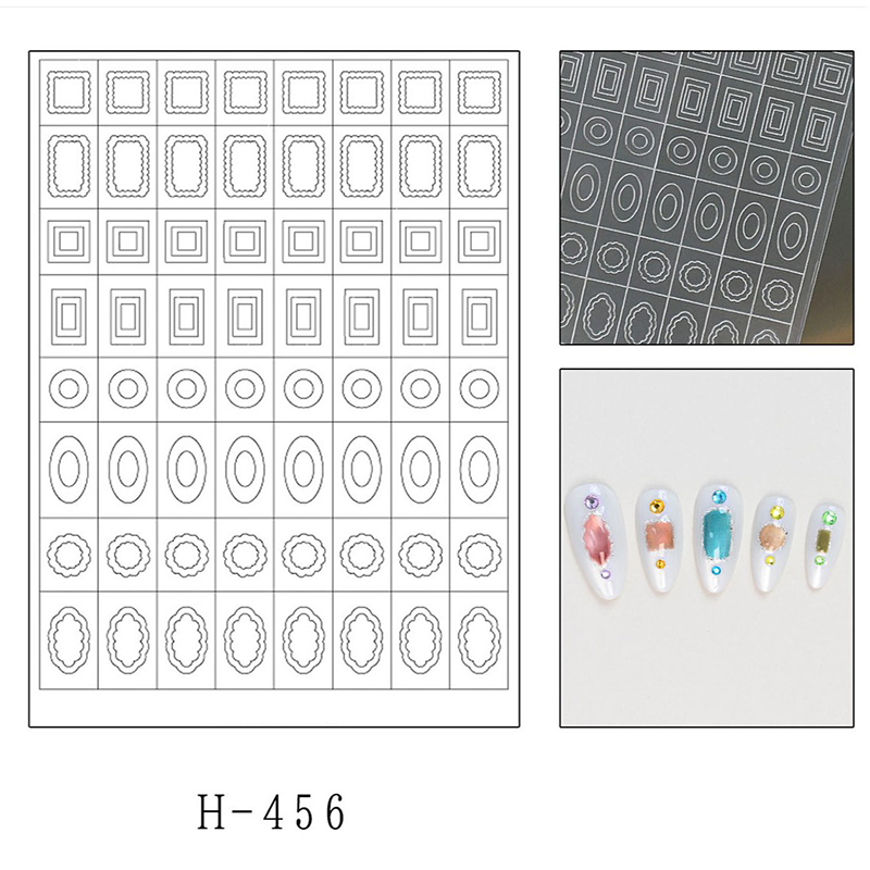 Gem Guide Stickers - Classic Style Patterns Self-adhesive Reusable Gel Airbrush Nail Stencils Decals Templates Supplies Vinyl for beginners easy DIY Manicure