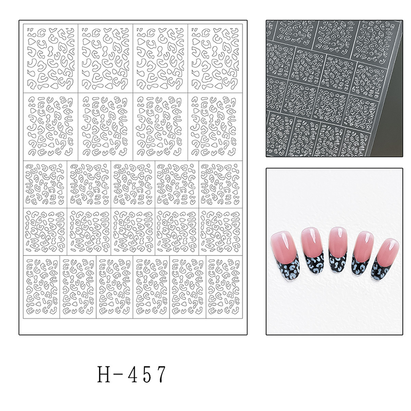 Animal Patterns Guide Stickers - Leopard Zebra Fish scale Patterns Self-adhesive Reusable Gel Airbrush Nail Stencils Decals Templates Supplies Vinyl for beginners easy DIY Manicure