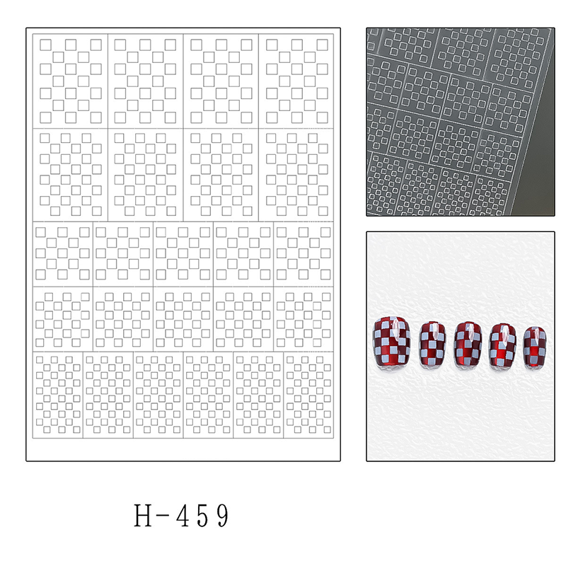 Plaid  Guide Stickers - Classic Style Patterns Self-adhesive Reusable Gel Airbrush Nail Stencils Decals Templates Supplies Vinyl for beginners easy DIY Manicure
