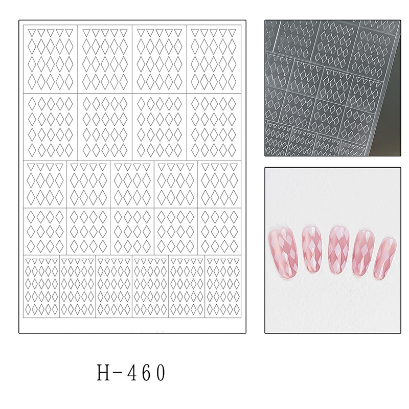 Plaid  Guide Stickers - Classic Style Patterns Self-adhesive Reusable Gel Airbrush Nail Stencils Decals Templates Supplies Vinyl for beginners easy DIY Manicure