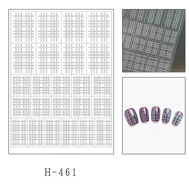 Plaid  Guide Stickers - Classic Style Patterns Self-adhesive Reusable Gel Airbrush Nail Stencils Decals Templates Supplies Vinyl for beginners easy DIY Manicure