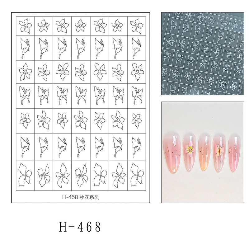 Floral Guide Stickers - Tulip Four Leaf Clover Five Petal Flower Daisy Rose Cute Classic Style Patterns Self-adhesive Reusable Gel Airbrush Nail Stencils Decals Templates Supplies Vinyl for beginners easy DIY Manicure