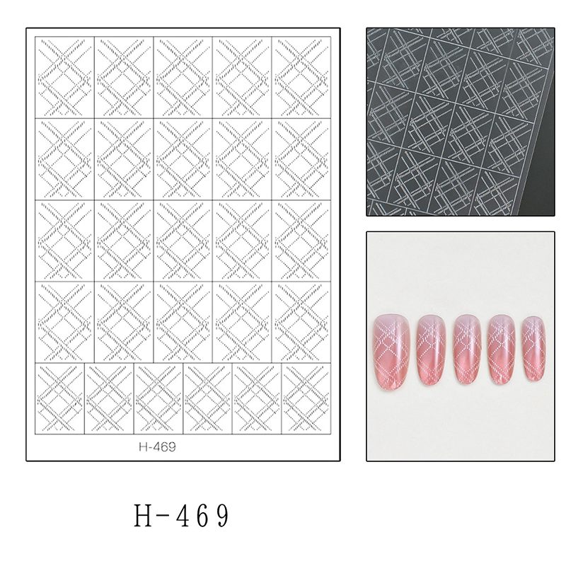 Grid Guide Stickers - Scottish Diagonal Mesh Cute Classic Style Patterns Self-adhesive Reusable Gel Airbrush Nail Stencils Decals Templates Supplies Vinyl for beginners easy DIY Manicure