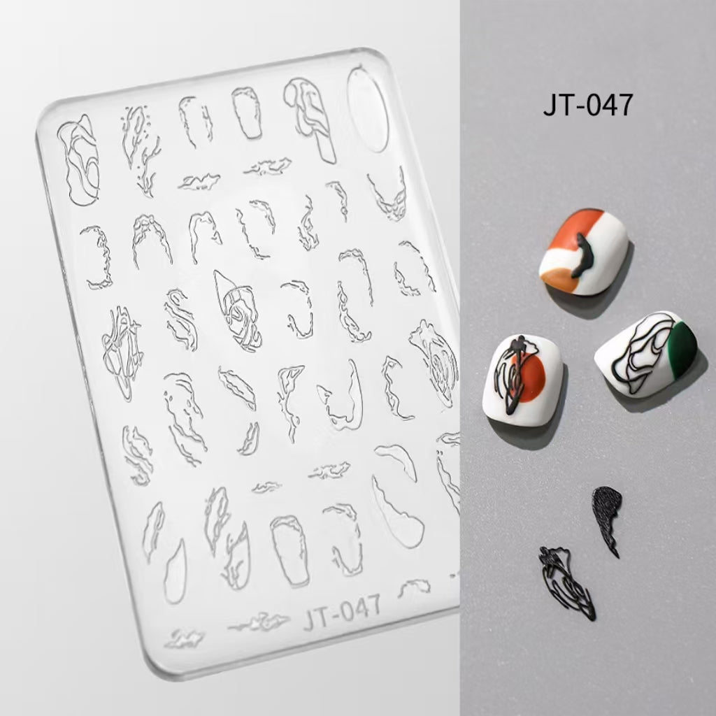 Line Silicone Mold -Shallow Groove for 3D Effect Embossed Stickers, Nail Art Decoration Carving Templates for DIY Precise Pattern