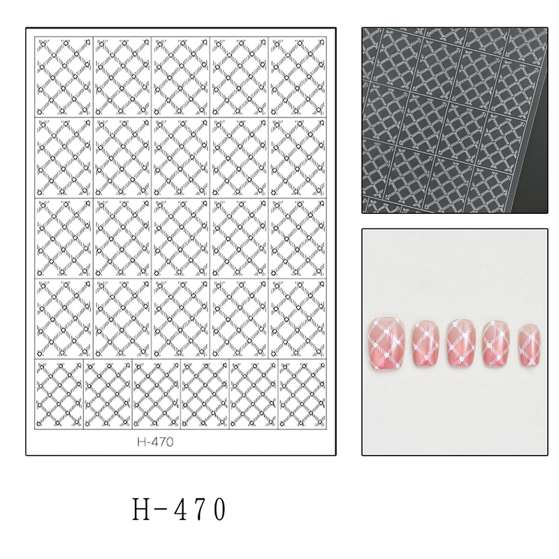 Grid Guide Stickers - Scottish Diagonal Mesh Cute Classic Style Patterns Self-adhesive Reusable Gel Airbrush Nail Stencils Decals Templates Supplies Vinyl for beginners easy DIY Manicure