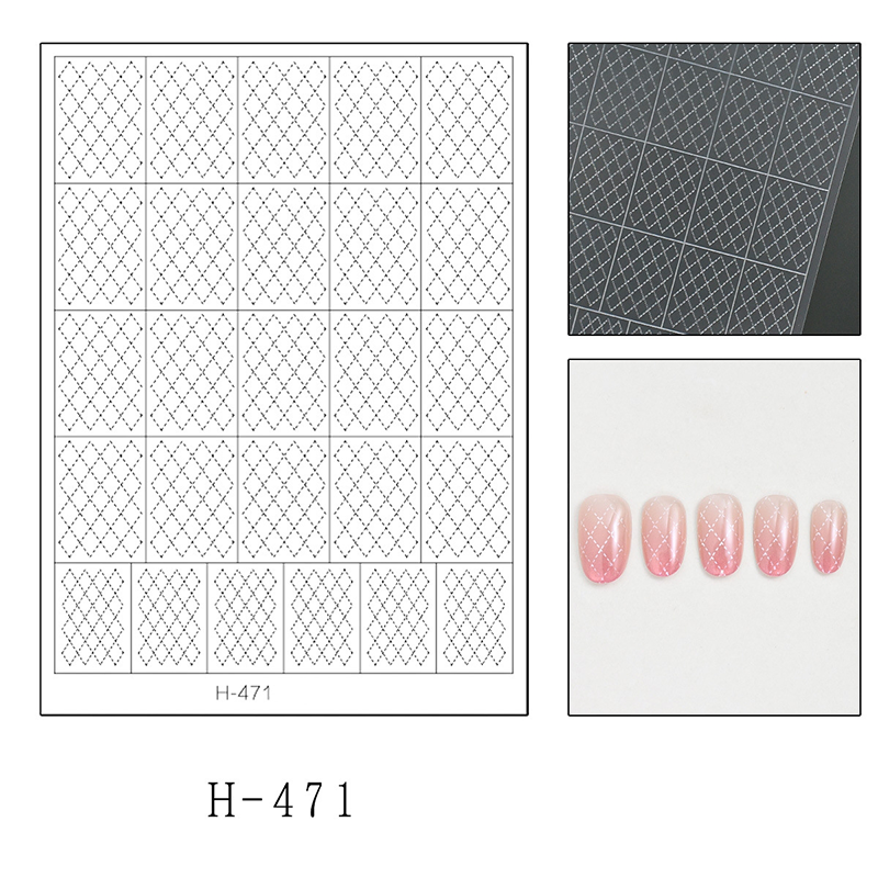 Grid Guide Stickers - Scottish Diagonal Mesh Cute Classic Style Patterns Self-adhesive Reusable Gel Airbrush Nail Stencils Decals Templates Supplies Vinyl for beginners easy DIY Manicure