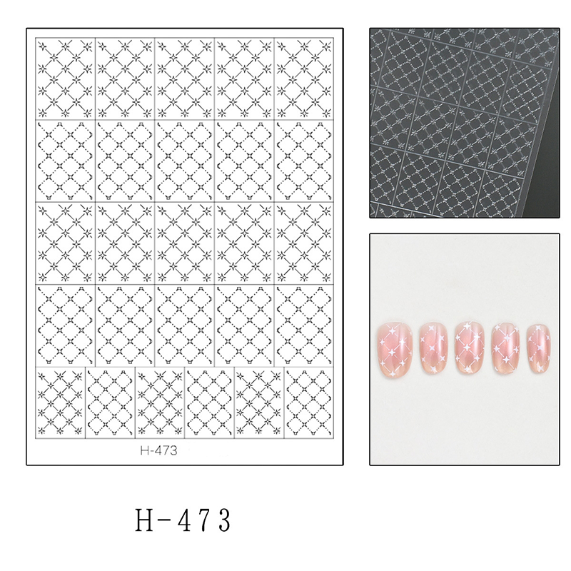 Grid Guide Stickers - Scottish Diagonal Mesh Cute Classic Style Patterns Self-adhesive Reusable Gel Airbrush Nail Stencils Decals Templates Supplies Vinyl for beginners easy DIY Manicure