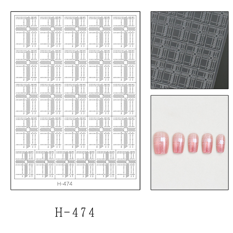 Grid Guide Stickers - Scottish Diagonal Mesh Cute Classic Style Patterns Self-adhesive Reusable Gel Airbrush Nail Stencils Decals Templates Supplies Vinyl for beginners easy DIY Manicure