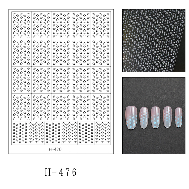 Background Guide Stickers - Butterflies Hearts Stars Cute Classic Style Patterns Self-adhesive Reusable Gel Airbrush Nail Stencils Decals Templates Supplies Vinyl for beginners easy DIY Manicure