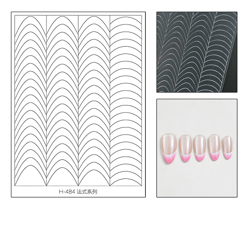 Linear Guide Stickers - French Curve Line Classic Style Patterns Self-adhesive Reusable Gel Airbrush Nail Stencils Decals Templates Supplies Vinyl for beginners easy DIY Manicure