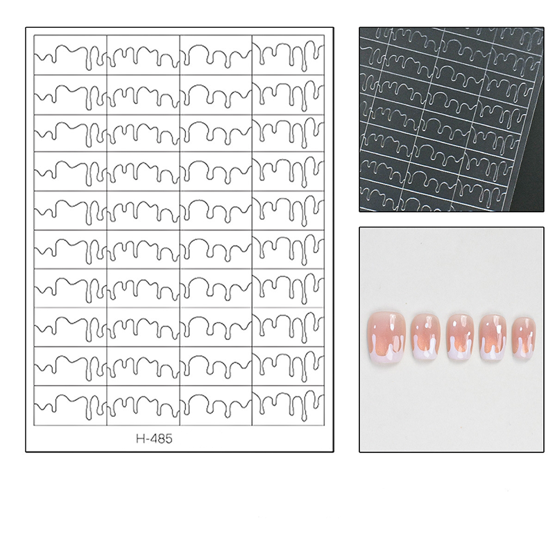 Linear Guide Stickers - French Curve Line Classic Style Patterns Self-adhesive Reusable Gel Airbrush Nail Stencils Decals Templates Supplies Vinyl for beginners easy DIY Manicure