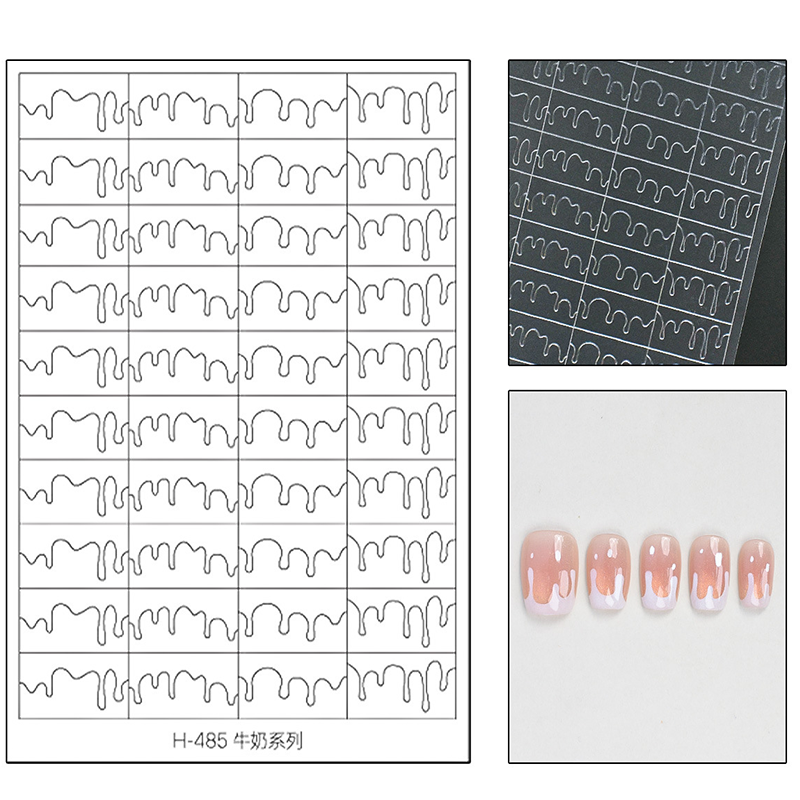 Irregular lines Guide Stickers -  Water Ripple Flame Patterns Self-adhesive Reusable Gel Airbrush Nail Stencils Decals Templates Supplies Vinyl for beginners easy DIY Manicure