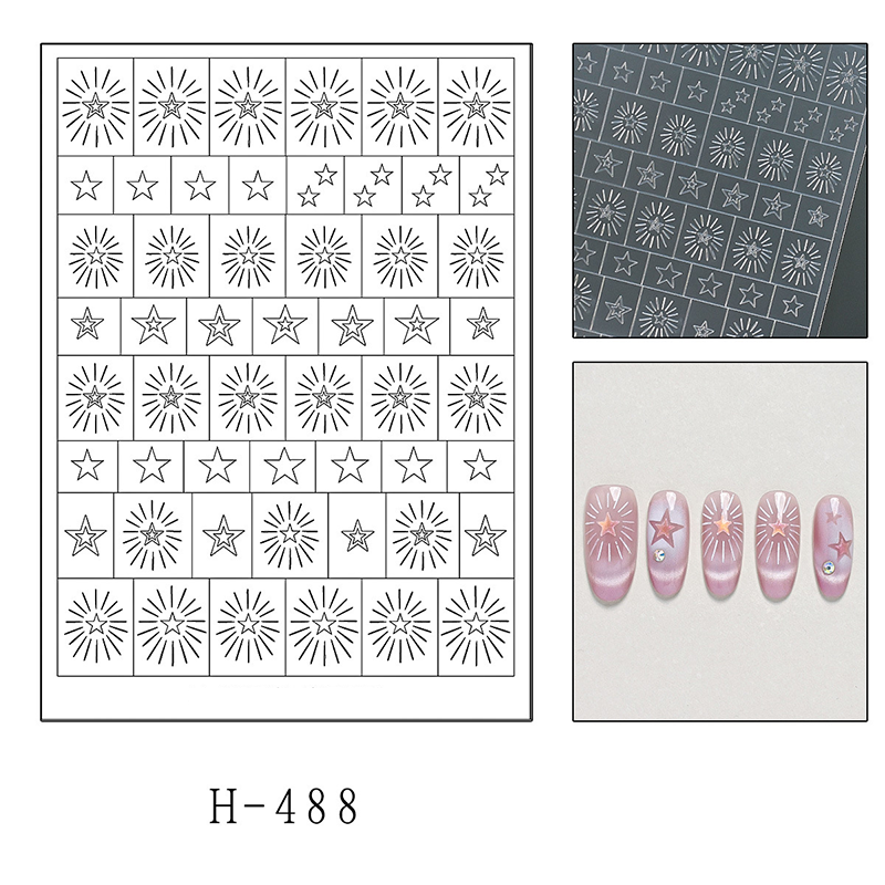 Radial Pattern Guide Stickers - Heart Star Cross Patterns Self-adhesive Reusable Gel Airbrush Nail Stencils Decals Templates Supplies Vinyl for beginners easy DIY Manicure