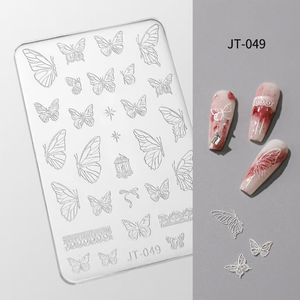 Butterfly Silicone Mold -Shallow Groove for 3D Effect Embossed Stickers, Nail Art Decoration Carving Templates for DIY Precise Pattern