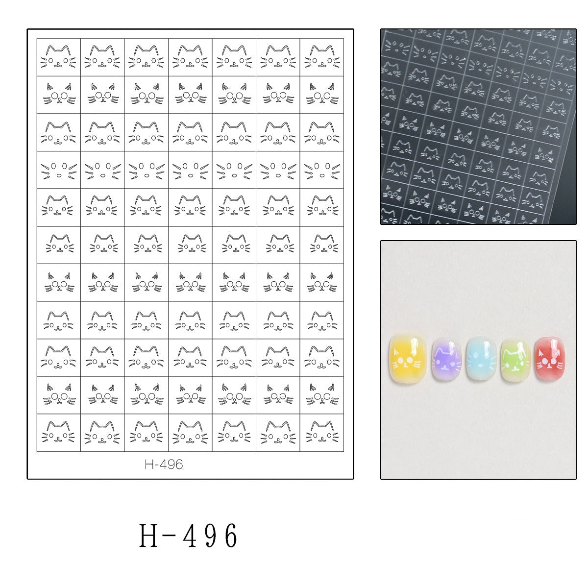 Pet Guide Stickers - Cute Style Patterns Self-adhesive Reusable Gel Airbrush Nail Stencils Decals Templates Supplies Vinyl for beginners easy DIY Manicure