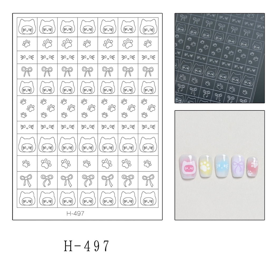 Pet Guide Stickers - Cute Style Patterns Self-adhesive Reusable Gel Airbrush Nail Stencils Decals Templates Supplies Vinyl for beginners easy DIY Manicure