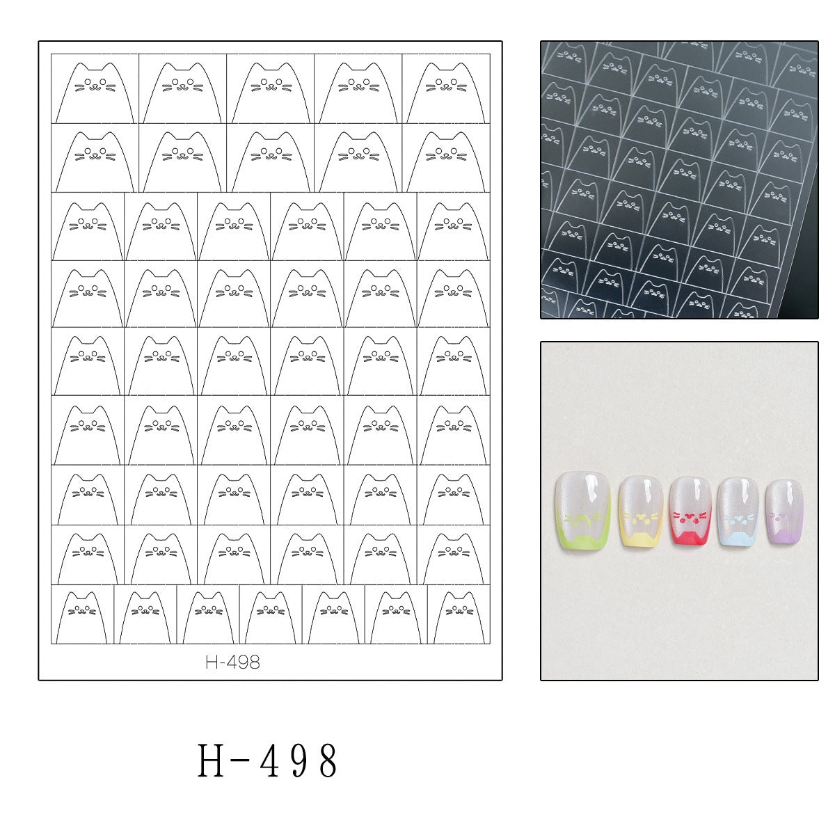 Pet Guide Stickers - Cute Style Patterns Self-adhesive Reusable Gel Airbrush Nail Stencils Decals Templates Supplies Vinyl for beginners easy DIY Manicure