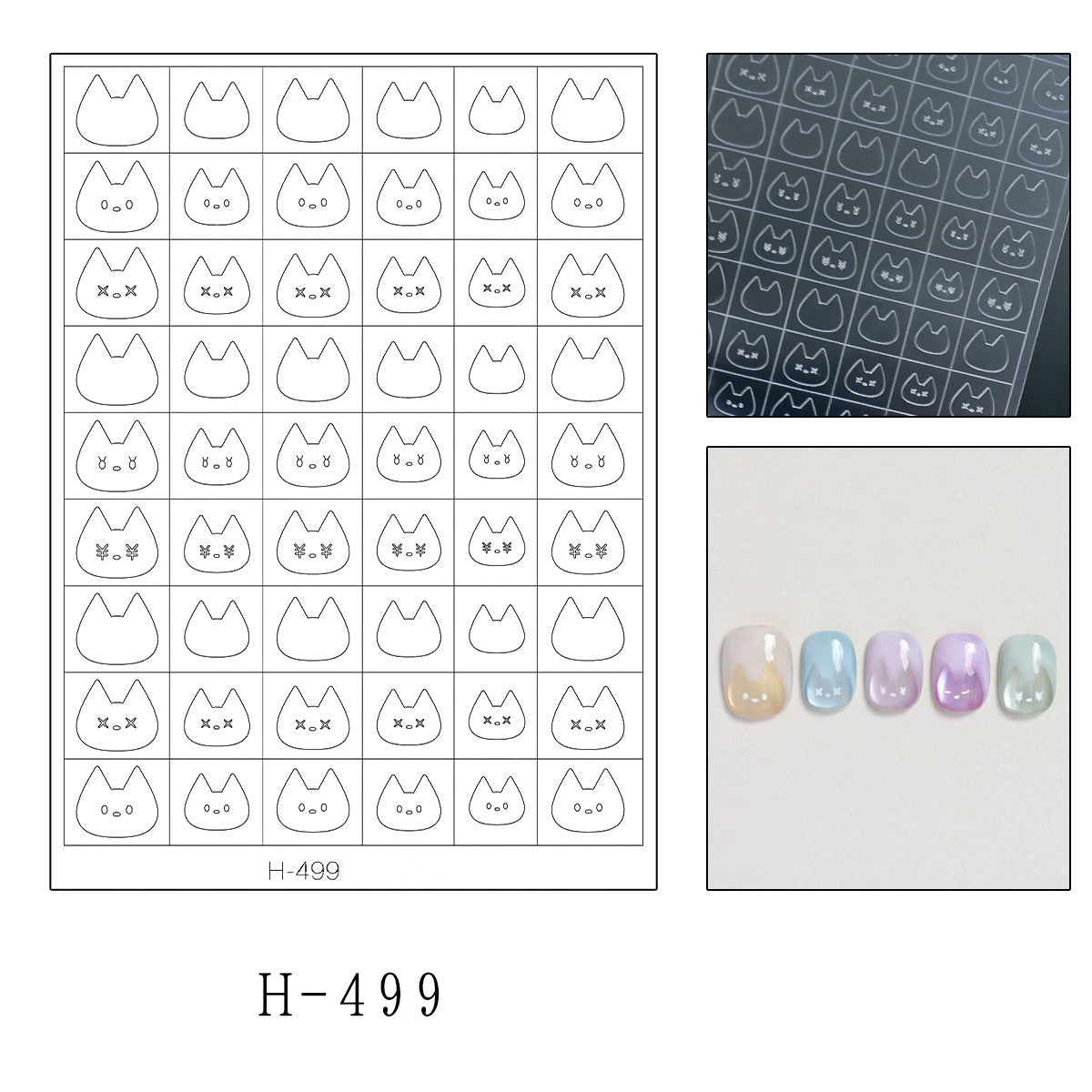 Pet Guide Stickers - Cute Style Patterns Self-adhesive Reusable Gel Airbrush Nail Stencils Decals Templates Supplies Vinyl for beginners easy DIY Manicure