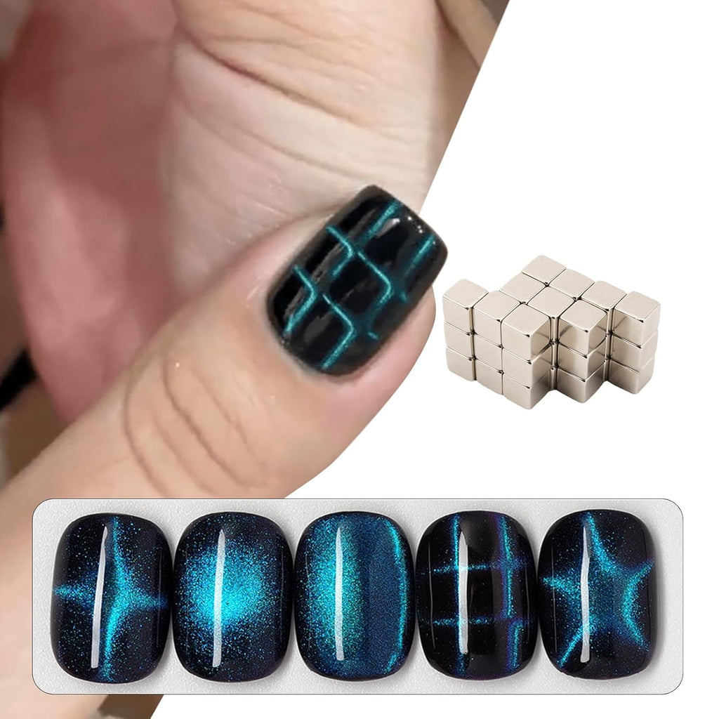 27Pcs Nail Magnet Squares for Beginner Professional - Grid Diagonals Pattern Designs Cat Eye Magnet Tool for Nail Art