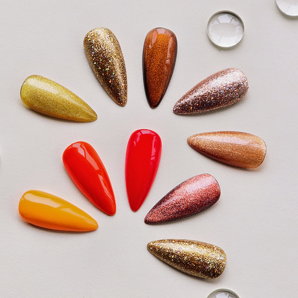 Fall Limited Edition of 5 Color Nail Gel Golden Autumn, Vibrant Autumn with 2 Pcs Magnet