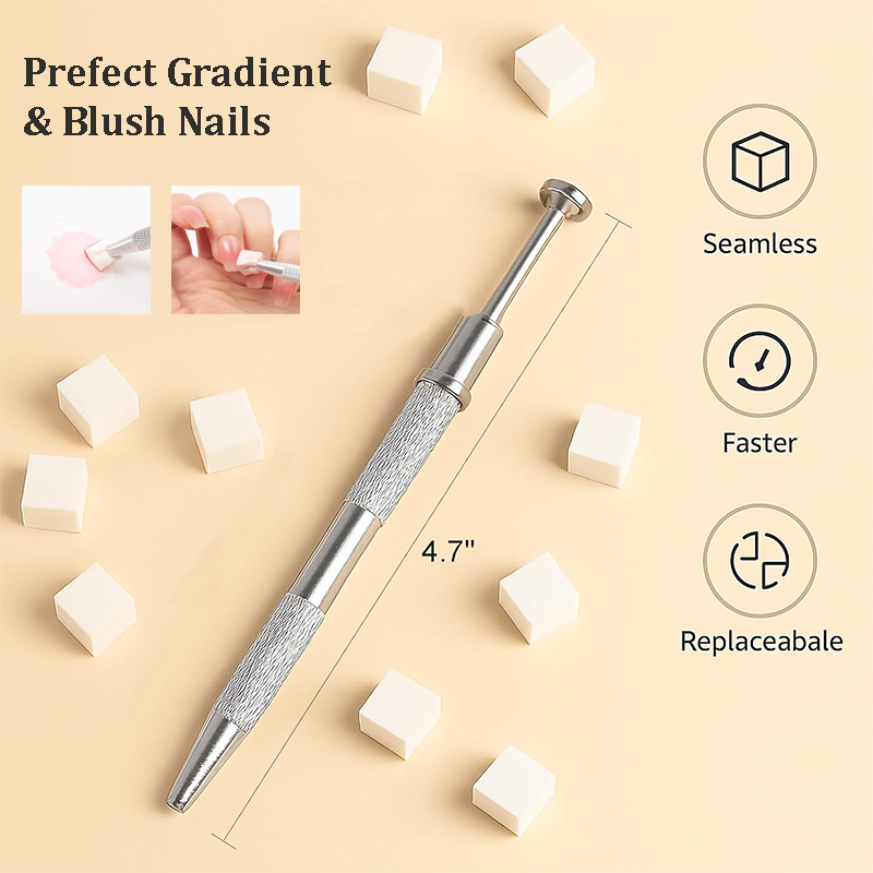 Nail Sponges For Beginner Professional- with Storage Box Grabbing Pen For Ombre Brush Gradient DIY Nail Art