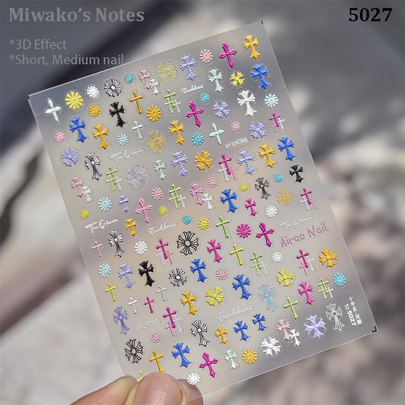Stickers - 3D Cross Self-Adhesive Decals for Nail Art Decoration
