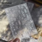 3D Stickers - Metallic Sheen Cross Snake Skull Self-Adhesive Gothic Dark Romance Decals for Nail Art Decoration