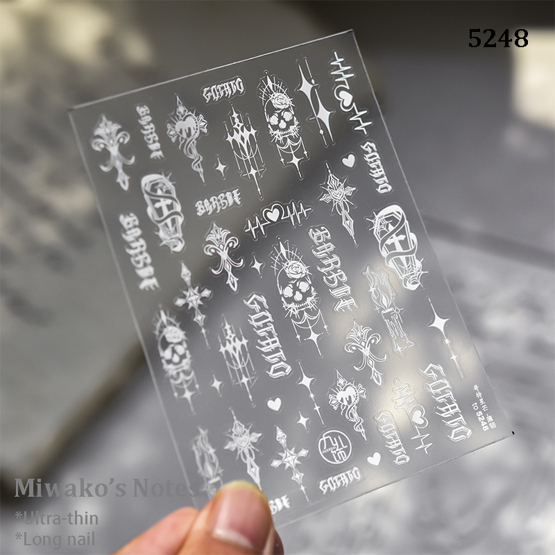 Ultra-Thin Stickers - Ultra-thin Cross Snake Skull Self-Adhesive Gothic Dark Romance Decals for Nail Art Decoration