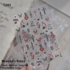 3D Stickers - Metallic Sheen Cross Snake Skull Self-Adhesive Gothic Dark Romance Decals for Nail Art Decoration