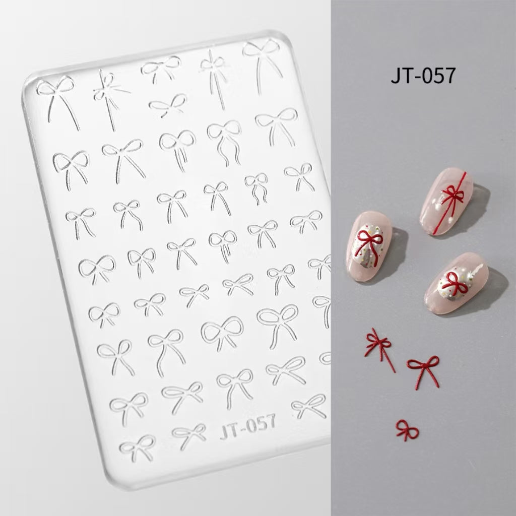 Bow Silicone Mold - Shallow Groove for 3D Effect Embossed Stickers, Nail Art Decoration Carving Templates for DIY Precise Pattern