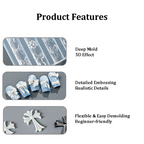 Floral Silicone Mold - 5D Nail Art Charm Sculpture Decoration Carving Templates for DIY Precise Pattern