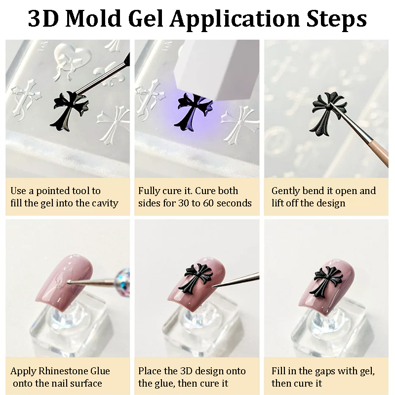 Bow Silicone Mold -5D Effect Nail Art Charms Decoration Carving Templates for DIY Precise Pattern