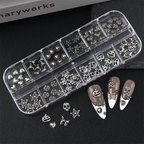 Halloween Alloy Charm - 12-Grid Metallic Alloy Nail Accessories Easy-to-Apply for Creative Eye-Catching Manicures