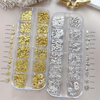 Christmas Charm - 12-Grid  Metallic Alloy Christmas Trees Nail 3D Art Accessories Easy-to-Apply for Beginner Professional Creative Eye-Catching Manicures