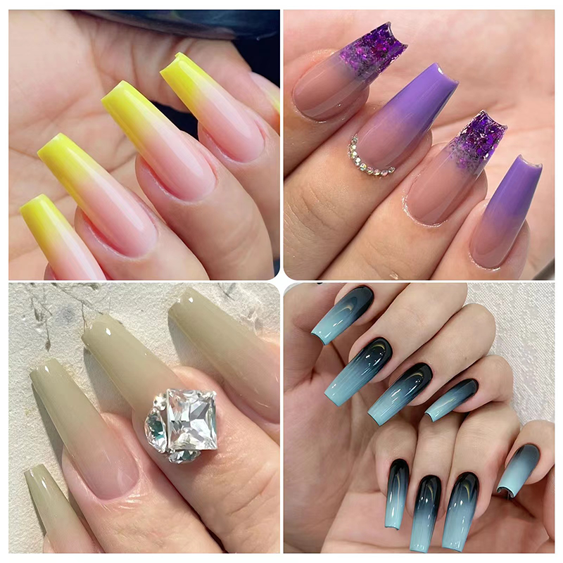 Nail Pigment Powder 9 Colors Palette Gradient Ombre Set for Nails- Includes 5 Sponge Sticks 1 Brush - for Beginners