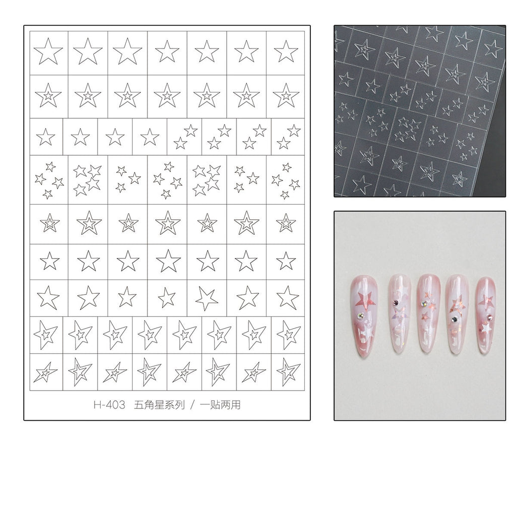 Stellar Stencils - Star Patterns Self-adhesive Reusable Gel Airbrush Nail Guides Decals Templates Stickers Supplies Vinyl for beginners easy DIY Manicure