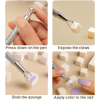 Nail Sponges For Beginner Professional- with Storage Box Grabbing Pen For Ombre Brush Gradient DIY Nail Art