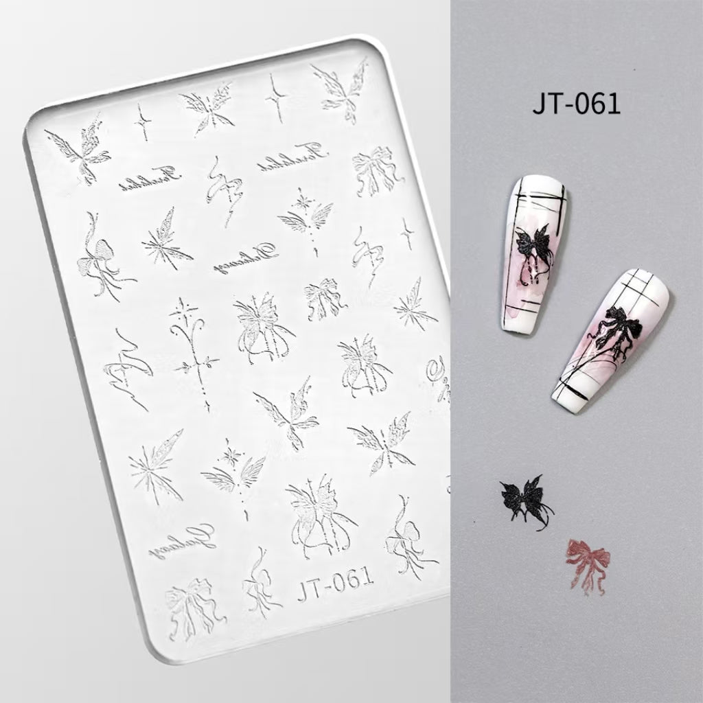 Butterfly Silicone Mold -Shallow Groove for 3D Effect Embossed Stickers, Nail Art Decoration Carving Templates for DIY Precise Pattern