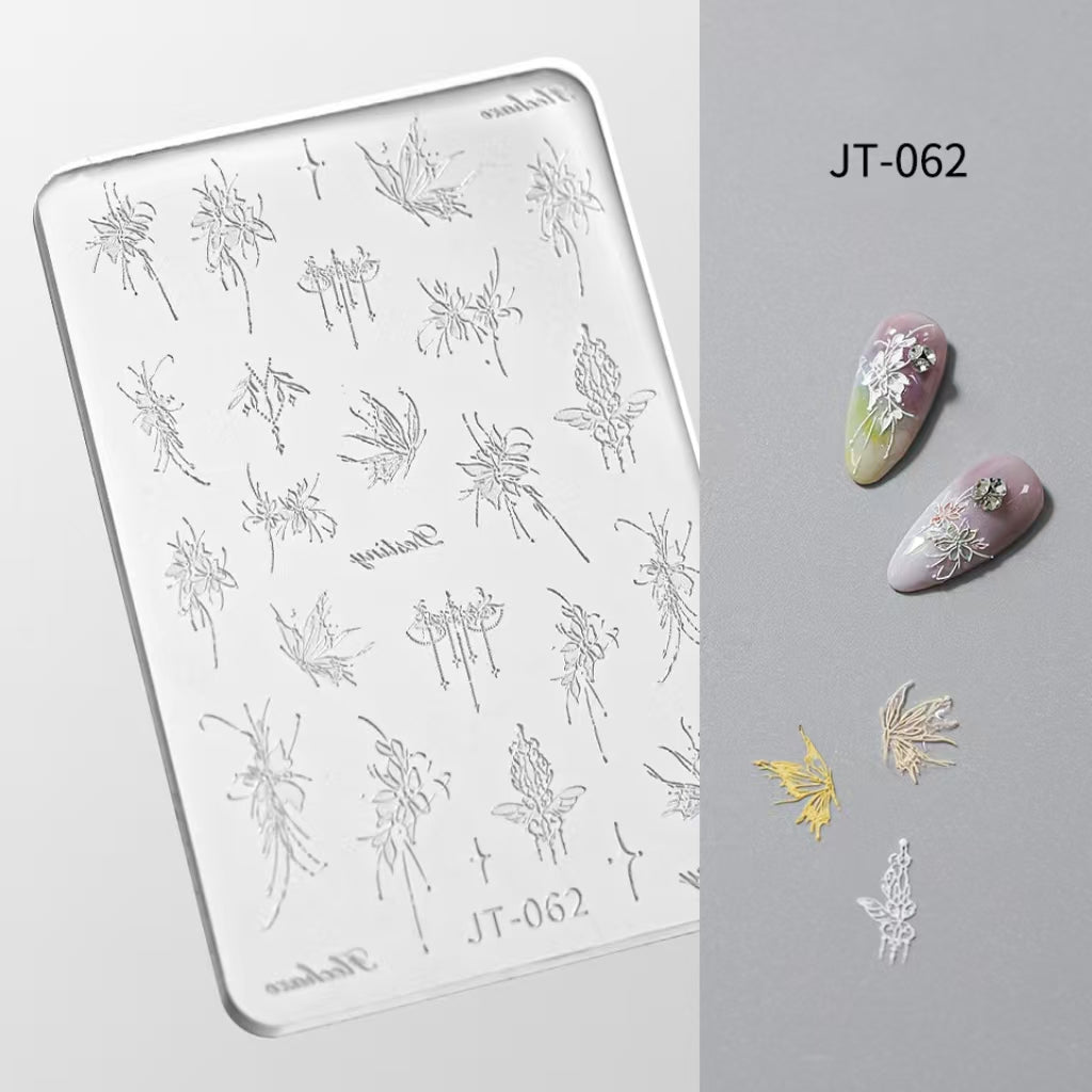 Butterfly Silicone Mold -Shallow Groove for 3D Effect Embossed Stickers, Nail Art Decoration Carving Templates for DIY Precise Pattern