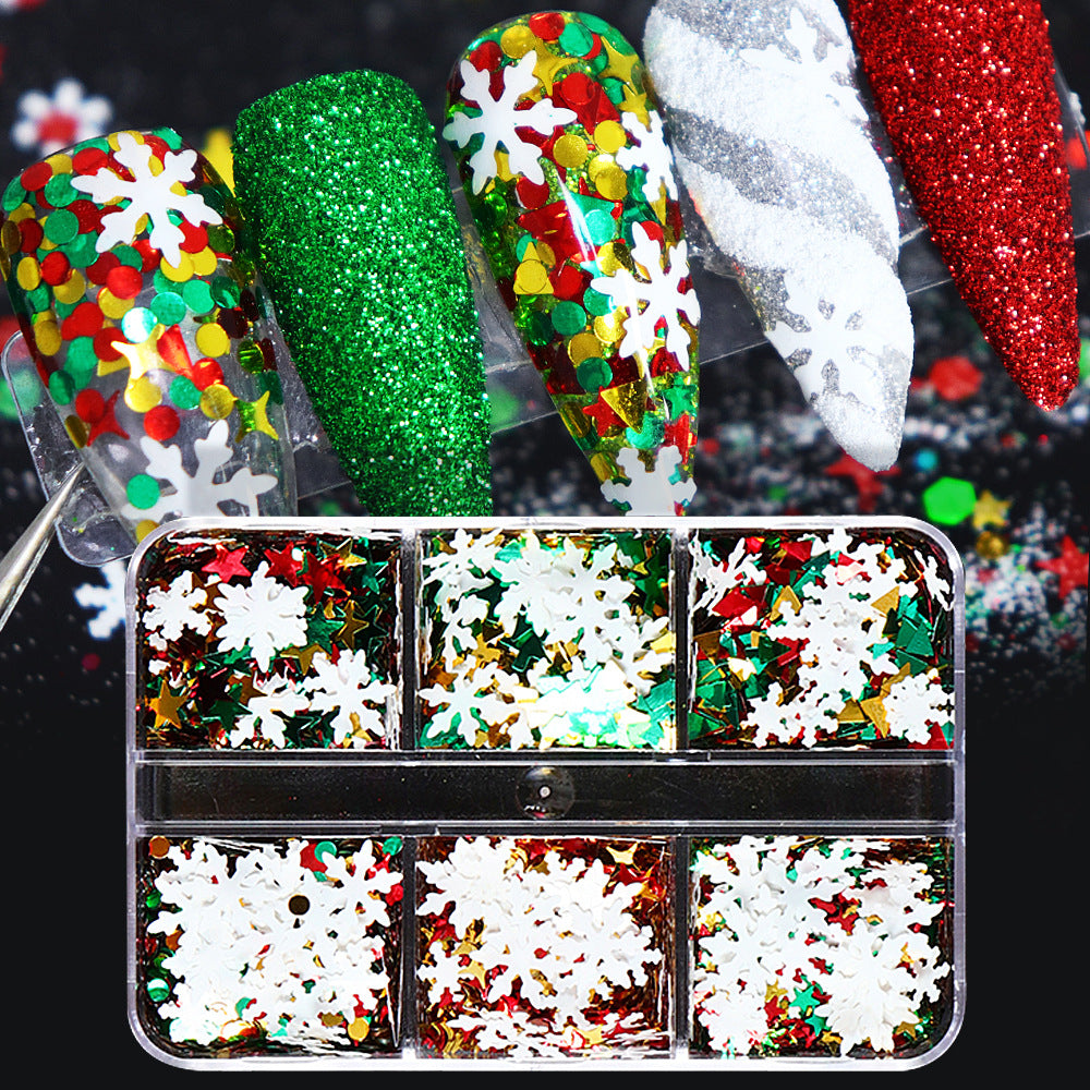 Christmas Sequins - Thin 3 Colors Multiple Patterns Christmas Tree Pentagram Cruciform Star Triangle Round 3D Holographic Colorful Nail Art Glitter Supplies for Nails DIY Decorations