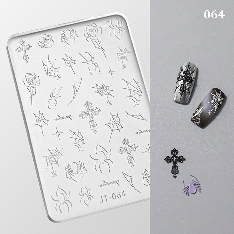 Halloween Silicone Mold - Shallow Groove for 3D Effect Embossed Stickers, Nail Art Decoration Carving Templates for DIY Precise Pattern