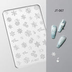 Snowflake 3D Shallow Embossed Mold - Sweater Cherry Cute Style 3D Nail Art Sticker Effect Silicone Groove Carving Templates for DIY Precise Pattern