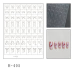 Bow Guide Stickers - Classic Cute Style Patterns Self-adhesive Reusable Gel Airbrush Nail Stencils Decals Templates Supplies Vinyl for beginners easy DIY Manicure