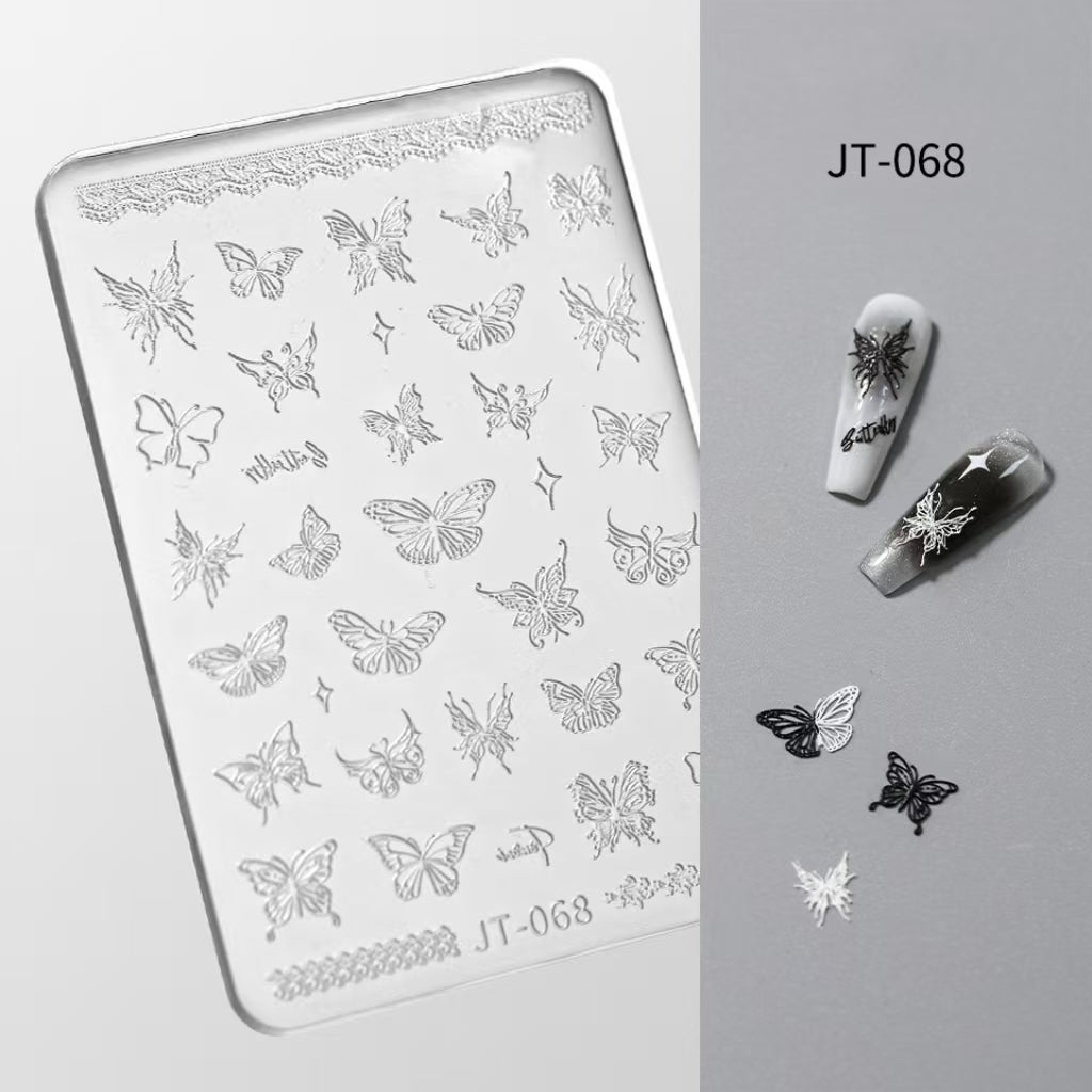 Butterfly Silicone Mold -Shallow Groove for 3D Effect Embossed Stickers, Nail Art Decoration Carving Templates for DIY Precise Pattern