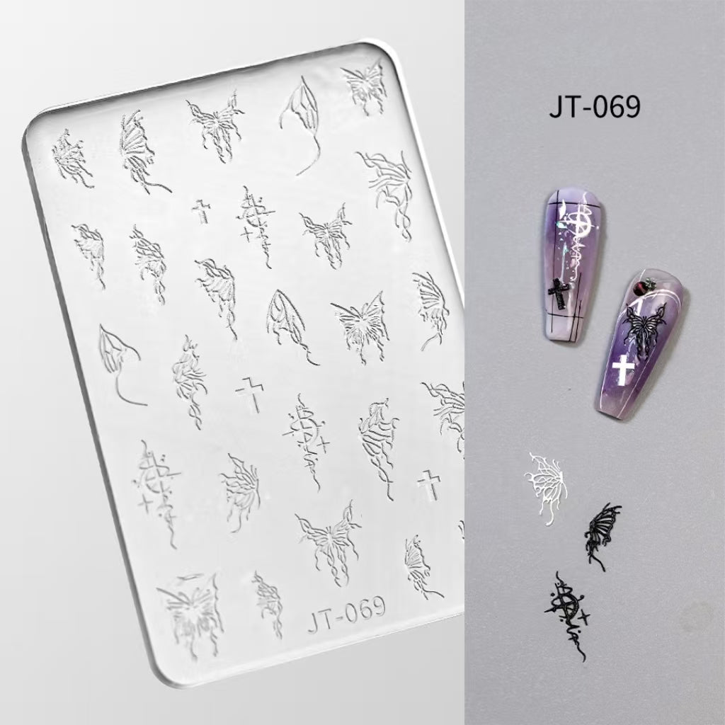 Butterfly Silicone Mold -Shallow Groove for 3D Effect Embossed Stickers, Nail Art Decoration Carving Templates for DIY Precise Pattern